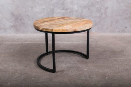 Mesa redonda madera y fierro / mediana