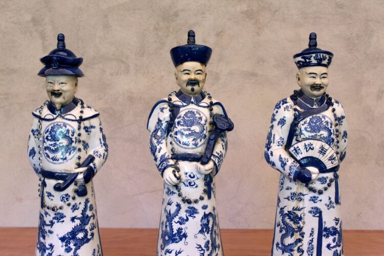 Trio Dinastía china azul y blanco - Imagen 2