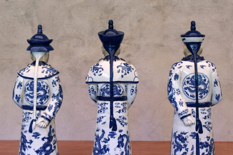 Trio Dinastía china azul y blanco - Imagen 3