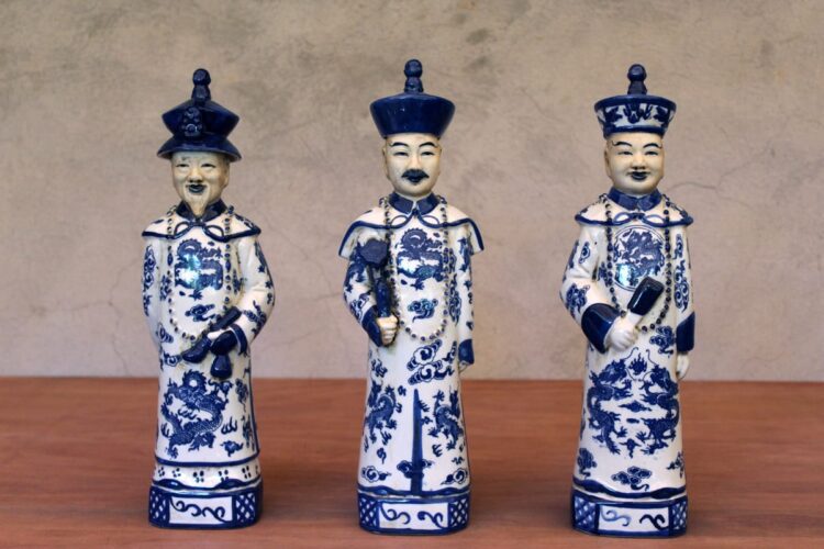 Trio Dinastía china azul y blanco - Imagen 2