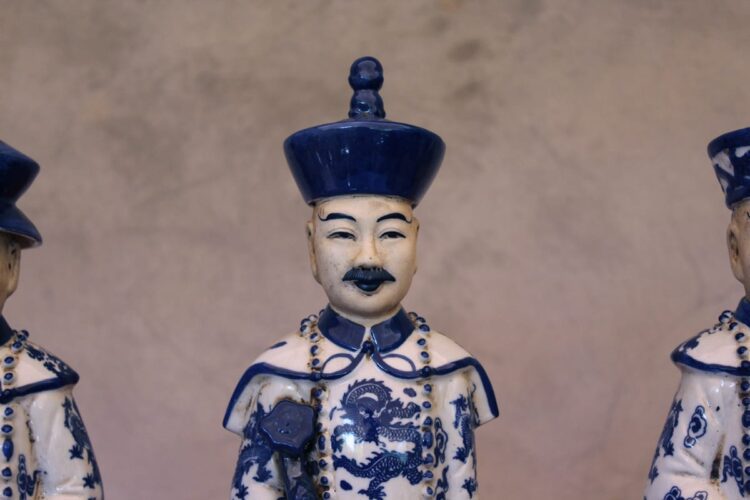 Trio Dinastía china azul y blanco - Imagen 4
