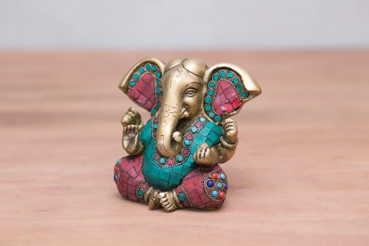 Ganesh grande bronce y piedras - Imagen 2