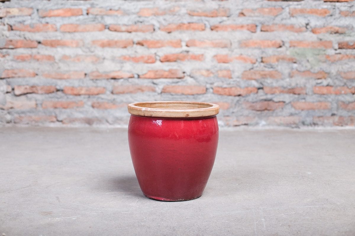 Macetero ceramica rojo esmaltado