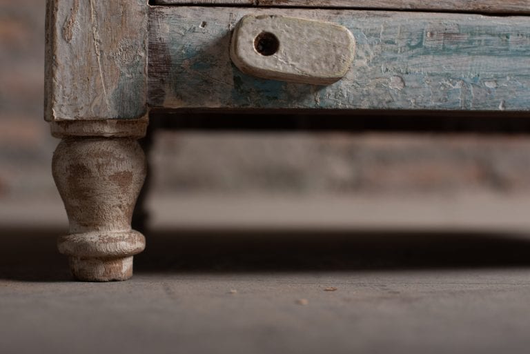 Velador Madera Reciclada Tallado India