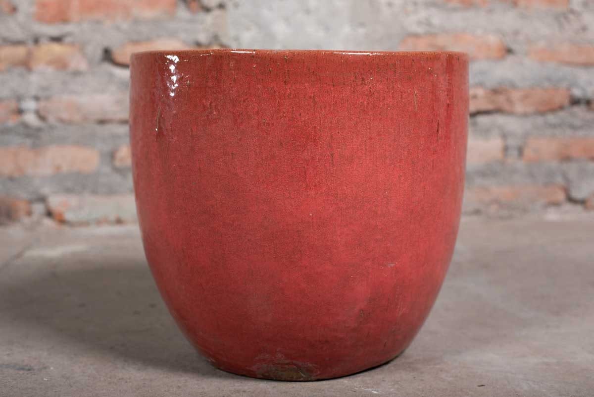 Macetero de Cerámica esmaltado rojo