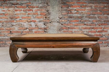 Mesa de centro madera y ratán