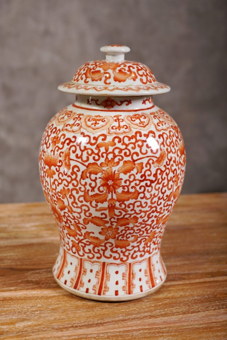 Jarrón chino diseños naranja - Imagen 4