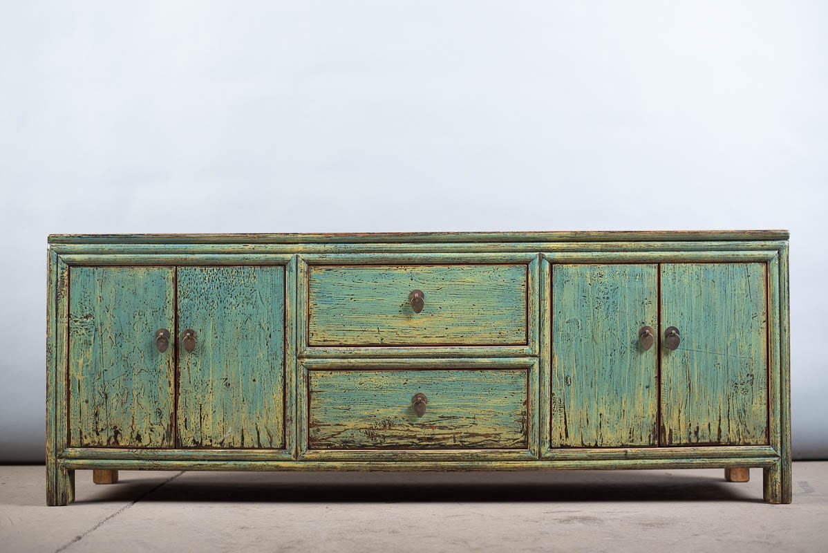 Rack tv chino lacado color Verde Turquesa