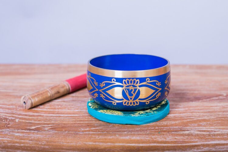 Cuenco tibetano azul 13 cms