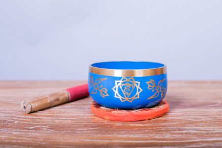 Cuenco tibetano celeste 14cms