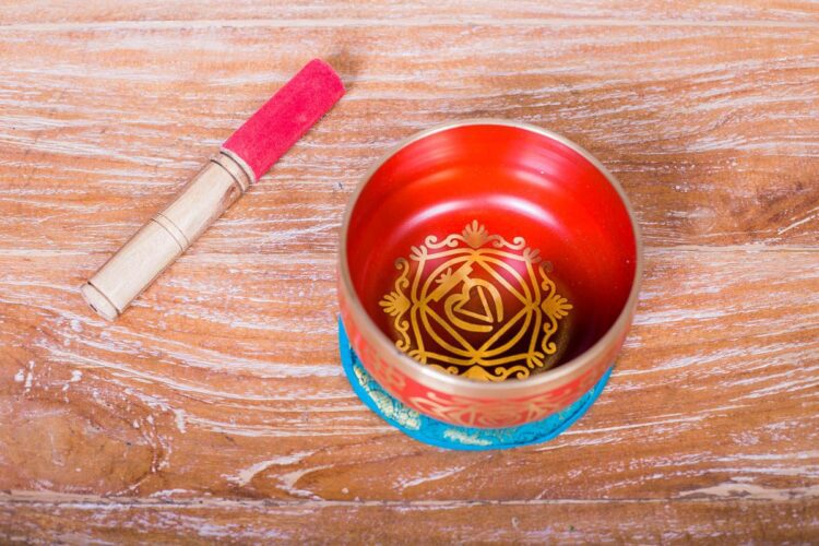 Cuenco tibetano rojo 13 cms - Imagen 2