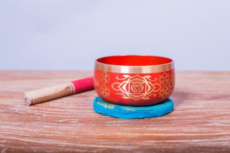 Cuenco tibetano rojo 14cms