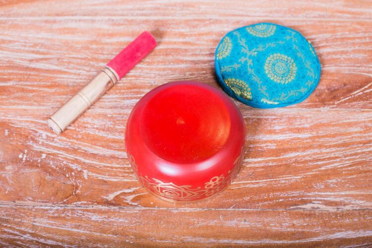 Cuenco tibetano rojo 13 cms - Imagen 3