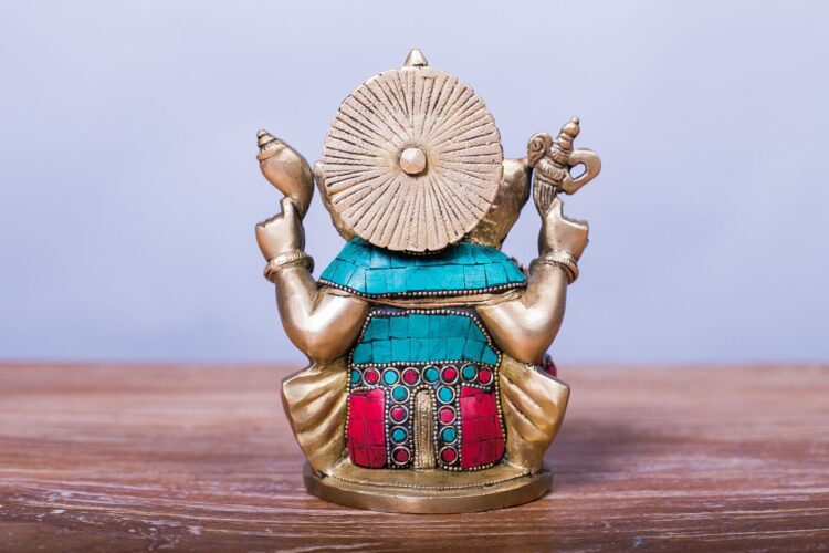 Ganesh de bronce y piedra - Imagen 4
