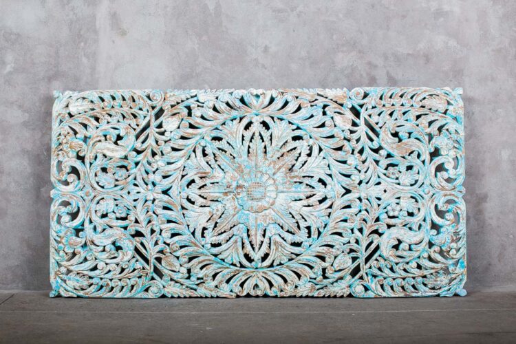 Respaldo de cama 2 mts / Panel tallado Celeste