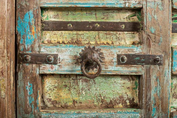 Puerta antigua celeste y verde - Imagen 7