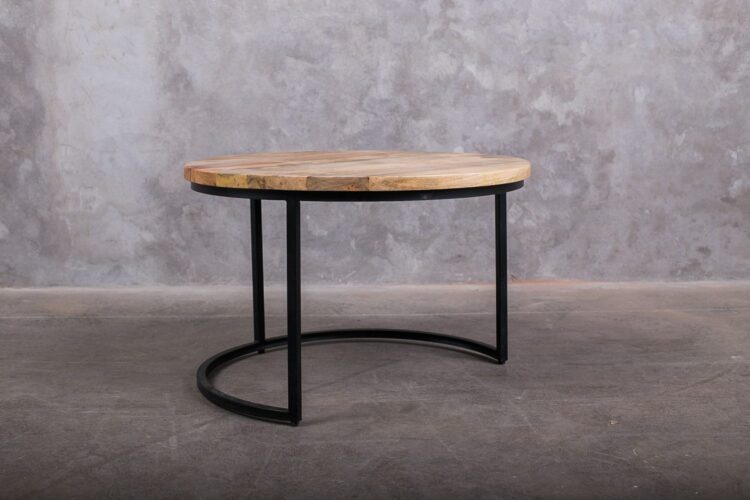 Mesa redonda madera y fierro / grande