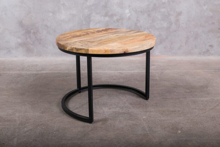 Mesa redonda madera y fierro / mediana