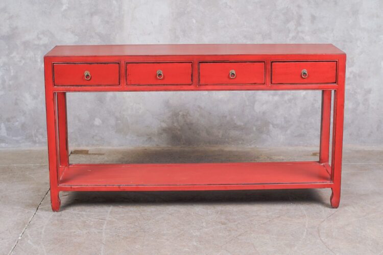 Arrimo lacado rojo base y cuatro cajones - Imagen 6