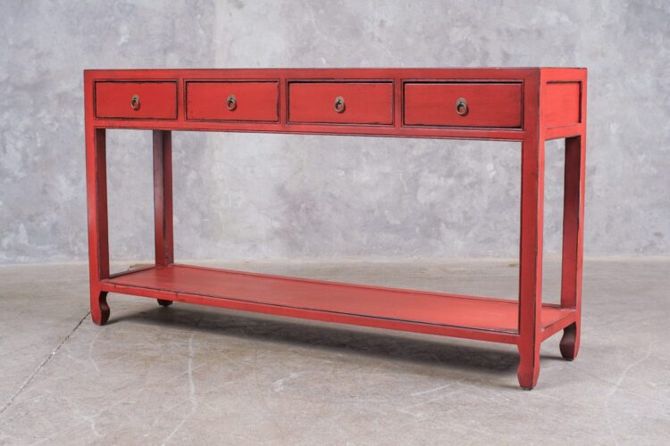 Arrimo lacado rojo base y cuatro cajones - Imagen 2