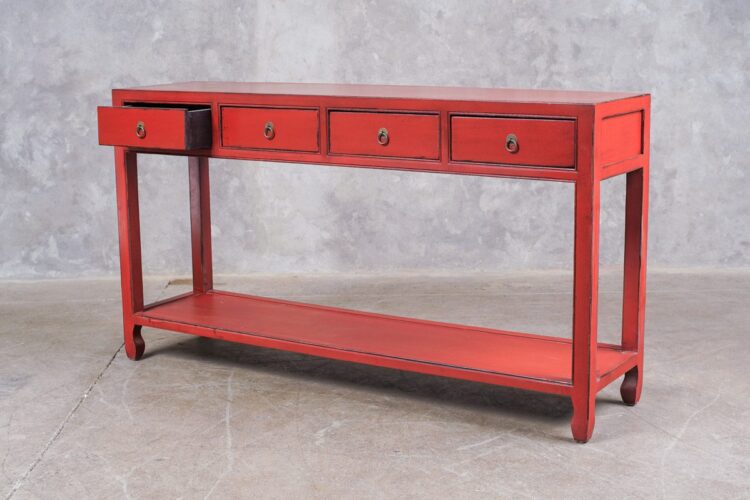 Arrimo lacado rojo base y cuatro cajones - Imagen 3