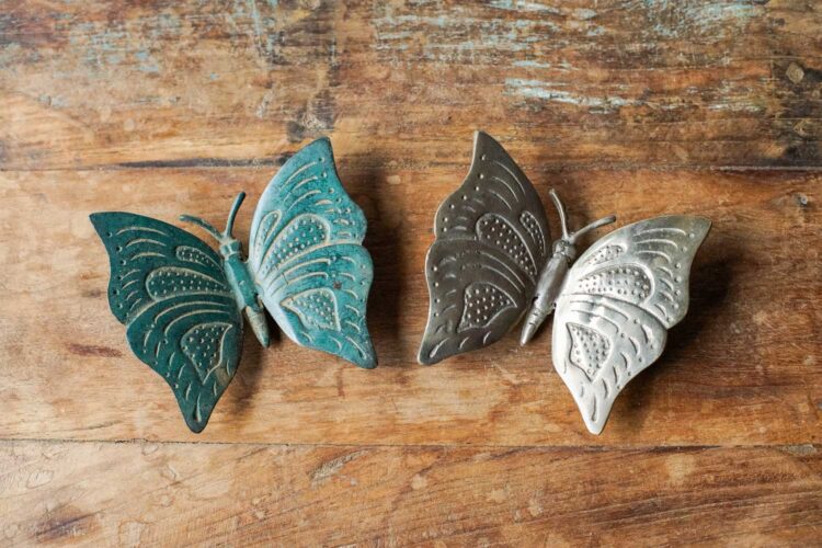 Mariposas decorativas colores verde/plateado