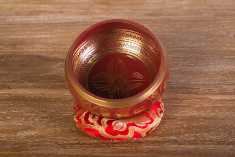 Cuenco tibetano rojo 14 cms diámetro - Imagen 3