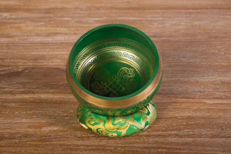 Cuenco tibetano verde 16 cms diámetro - Imagen 4