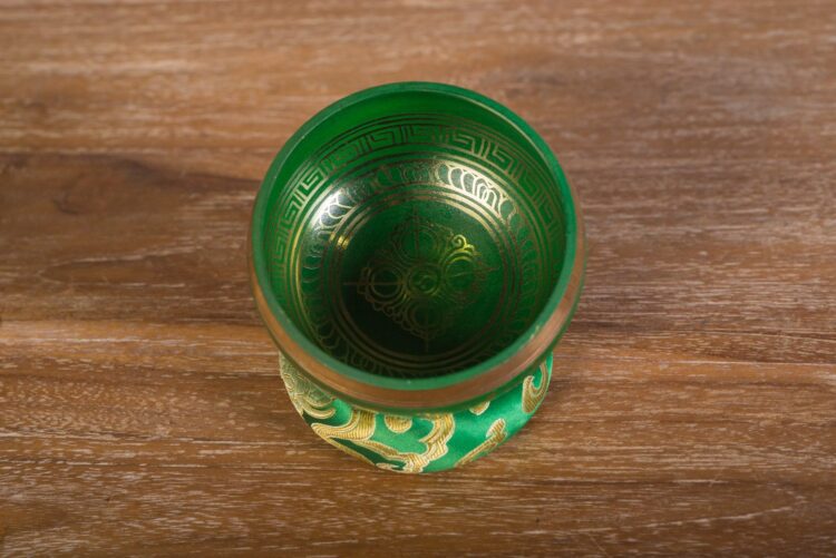 Cuenco tibetano verde 12 cms diámetro - Imagen 4