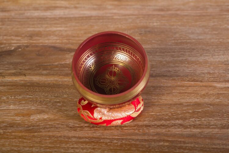 Cuenco tibetano rojo 12 cms diámetro - Imagen 3