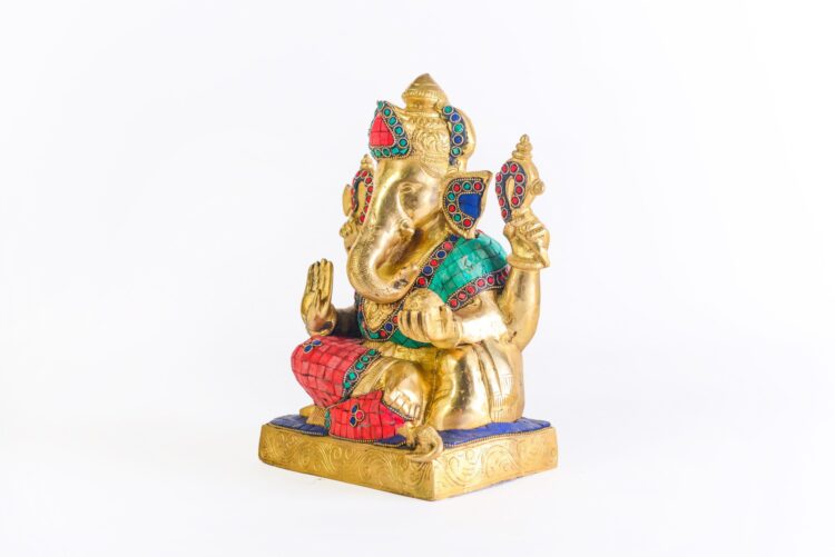 Ganesha de bronce y piedra - Imagen 5