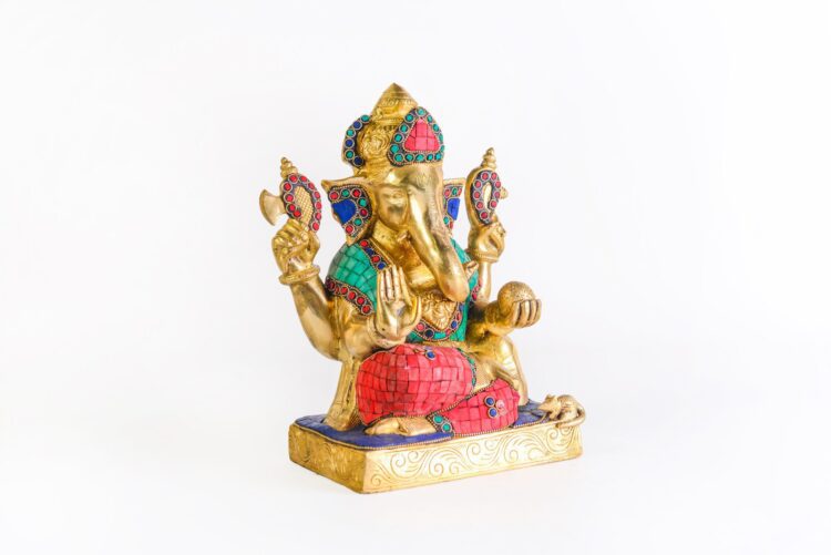 Ganesha de bronce y piedra - Imagen 4