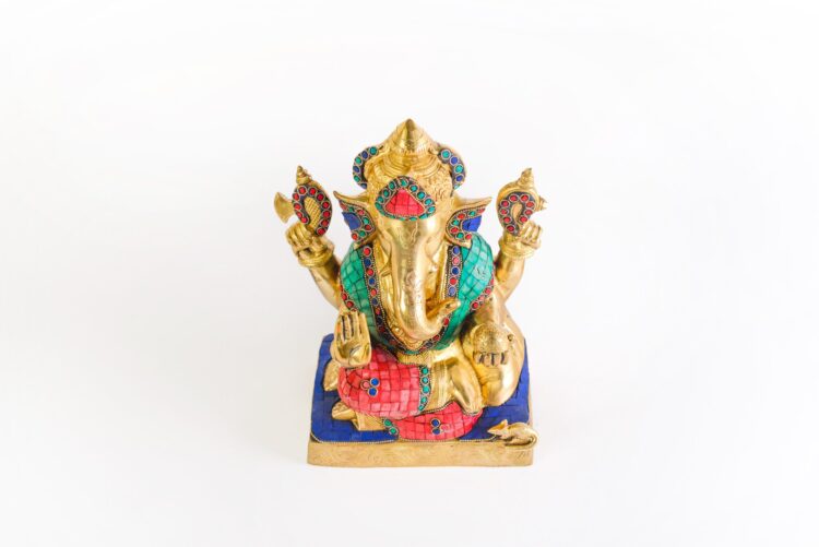 Ganesha de bronce y piedra - Imagen 2