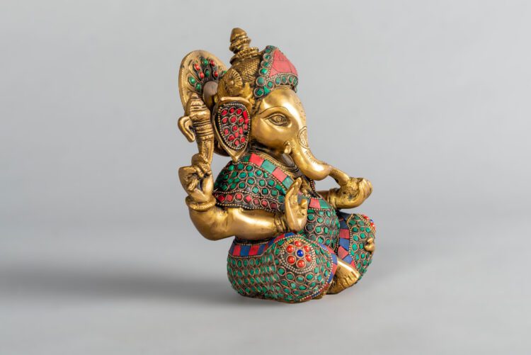 Ganesh de bronce y piedra - Imagen 2