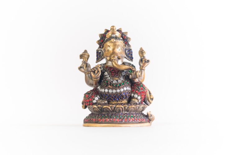 Ganesh loto de bronce y piedra
