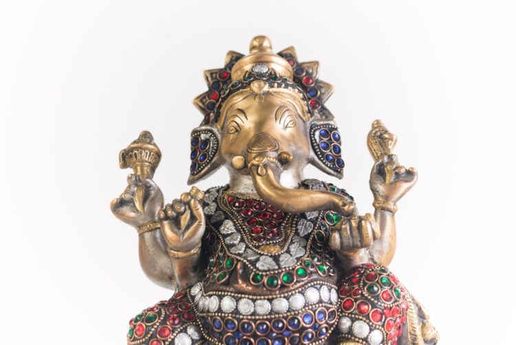 Ganesh loto de bronce y piedra - Imagen 5