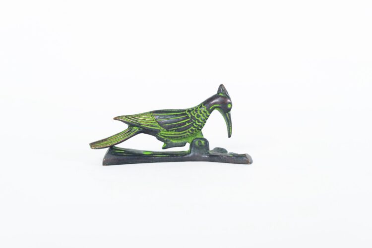 Tocapuerta de bronce pájaro verde
