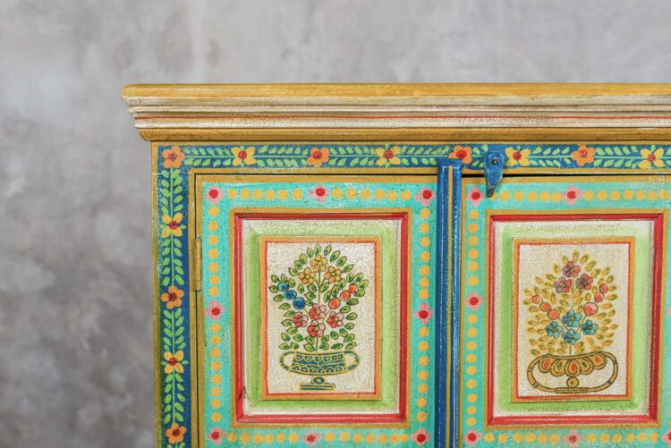 Alacena India pintada a mano pequeña - Imagen 3
