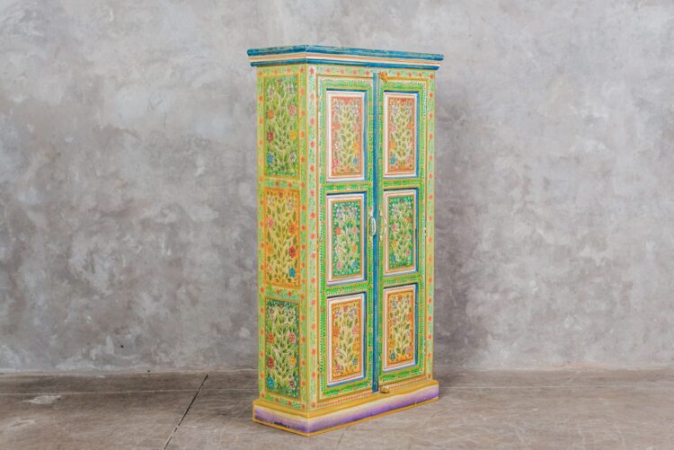 Alacena India pintada a mano verde - Imagen 3
