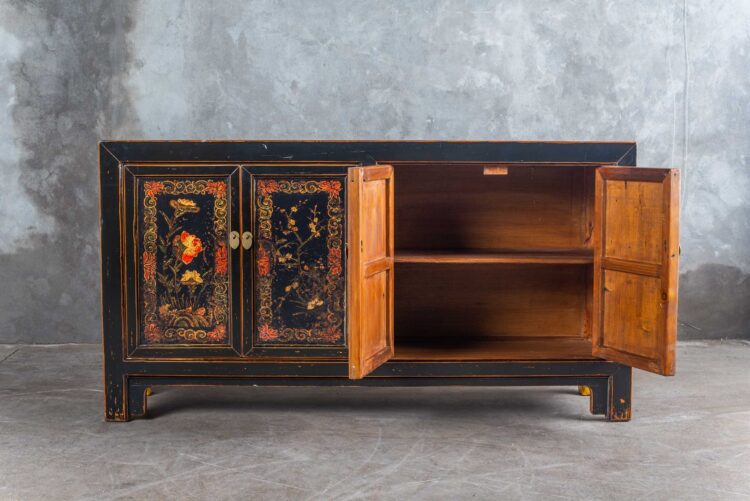 Cabinet Chino Antiguo Pintado Flores - Imagen 3