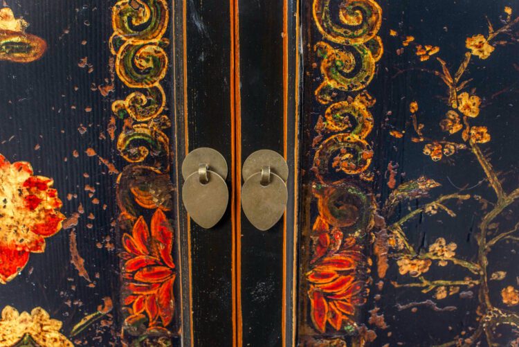 Cabinet Chino Antiguo Pintado Flores - Imagen 4