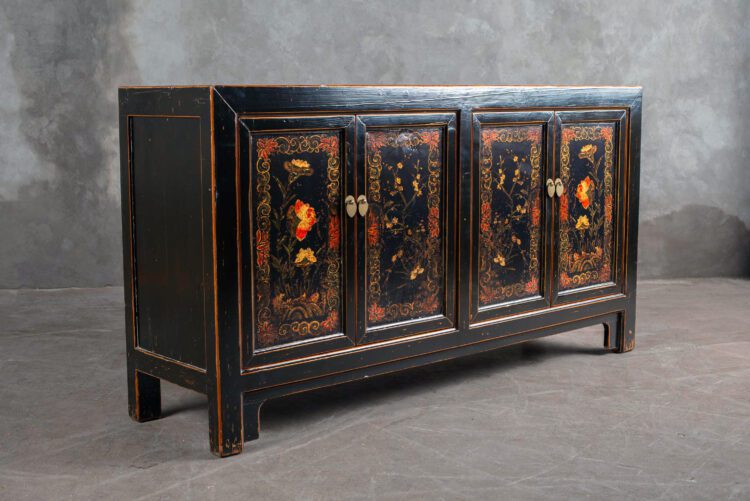 Cabinet Chino Antiguo Pintado Flores - Imagen 6