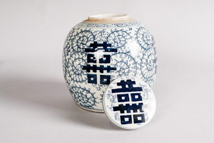 Jarrón Chino Azul y Blanco - Imagen 2