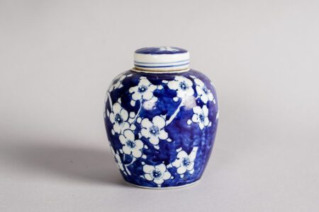 Jarrón Chino Azul Diseño Flores