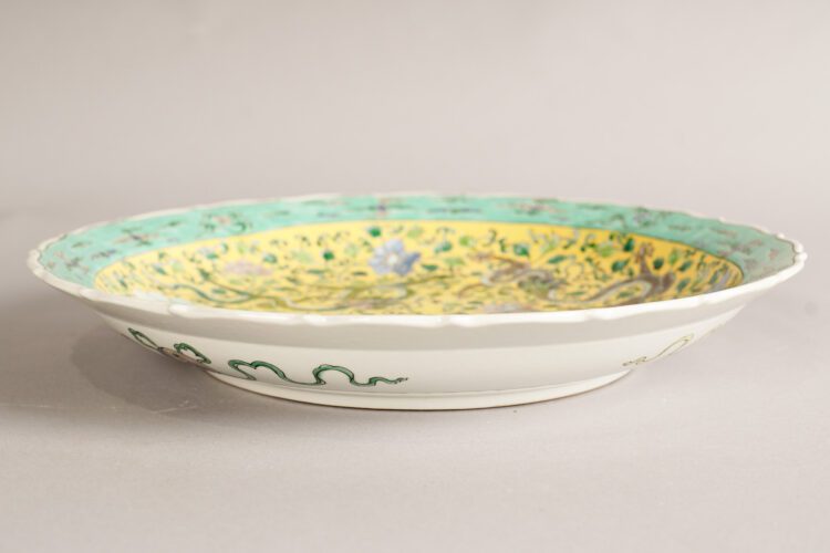 Plato Porcelana Chino Borde Turquesa - Imagen 2