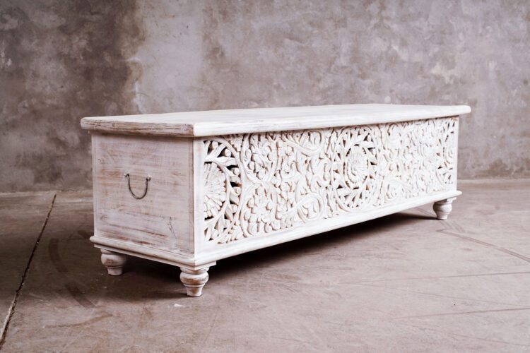 Baúl de madera Blanco Tallado - Imagen 6