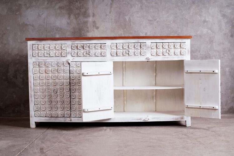 Buffet Blanco Cubierta Natural 4 cajones - Imagen 6