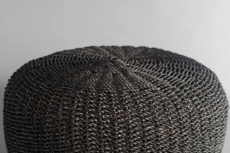 Pouf Redondo Rafia Natural Negro