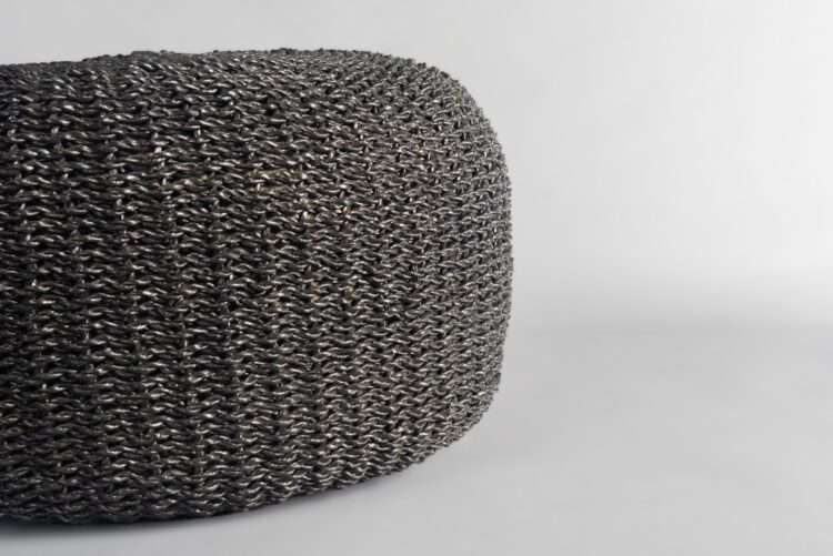 Pouf Redondo Rafia Natural Negro - Imagen 3