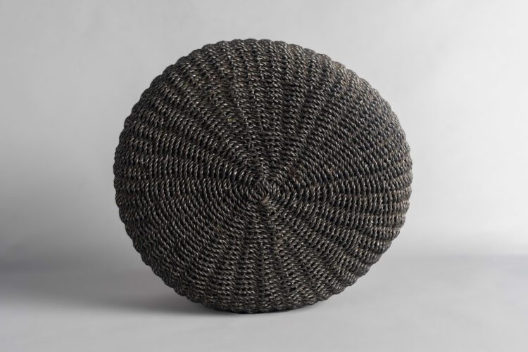 Pouf Redondo Rafia Natural Negro - Imagen 4